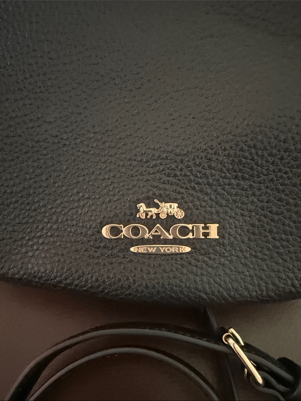 Coach Black Pebbled Leather Crescent Shoulder Bag with Gold Hardware - Picture 8 of 9